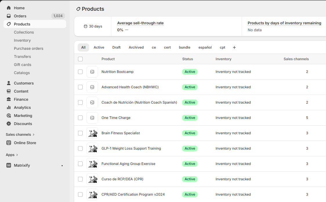 Shopify product catalog management